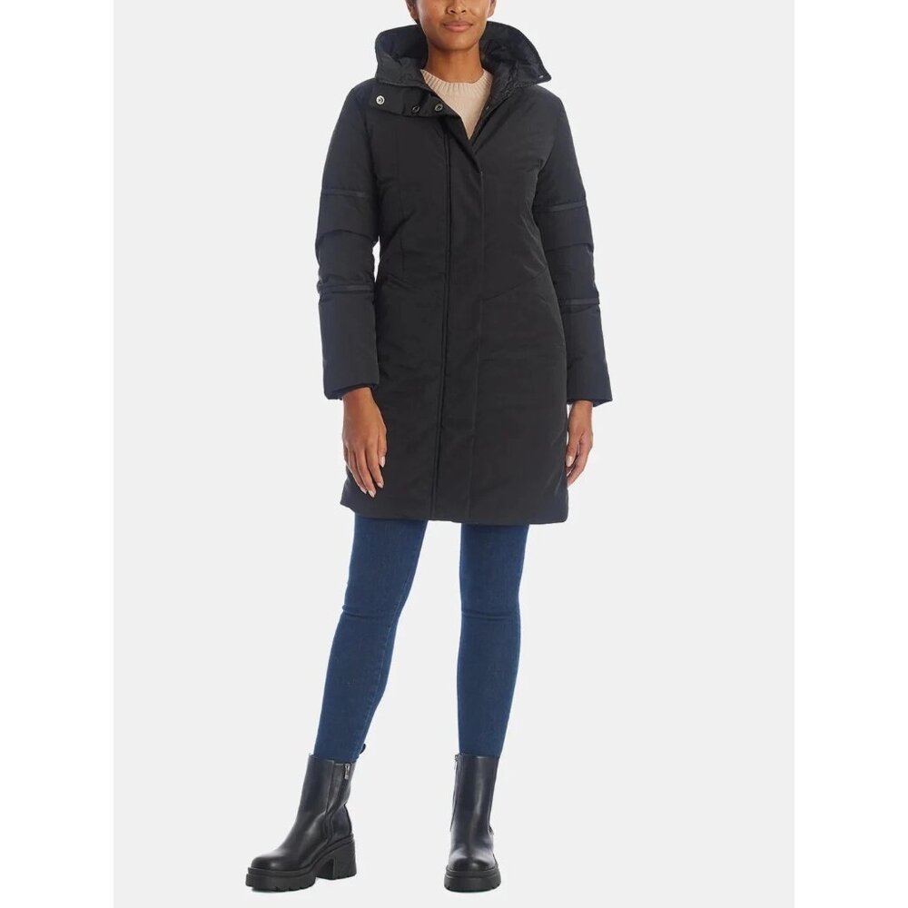 White Sky BLACK Womens Falcon Parka Coat Down Removable Hood US XS NEW